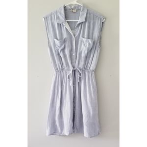 Blue & White Stripe Sleeveless Dress
